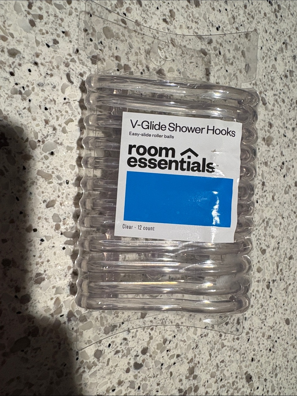 Room Essentials Clear V-Glide Shower Hooks, BNWT